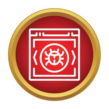 Debugging software code with computer bug icon vector