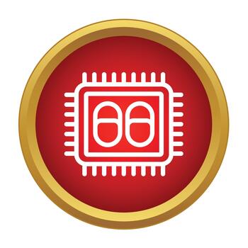 Microchip processor integrated circuit technology icon computing vector
