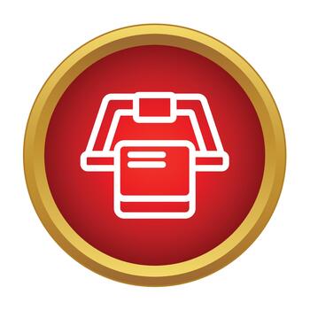 Printer machine icon showing document printing process vector