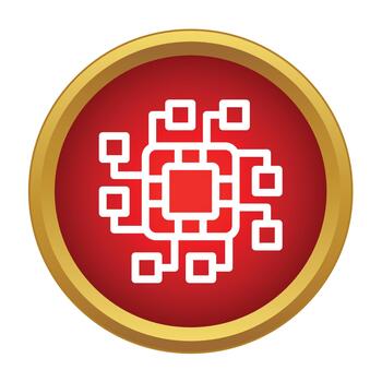 Processing unit managing data flow icon vector