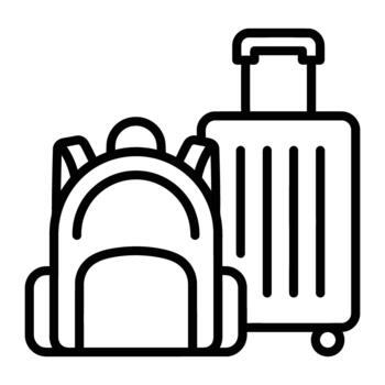 mochila y maleta icono vector