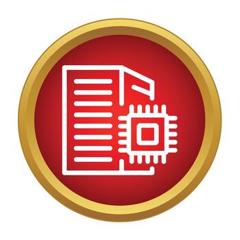 File document with microchip processing data icon vector