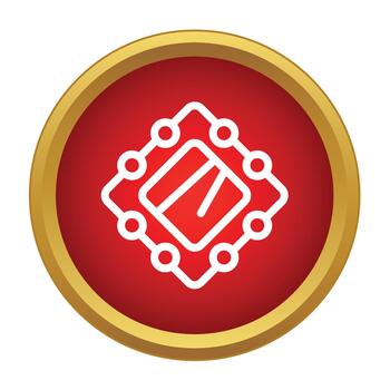 computadora pastilla procesador dentro rojo circulo botón vector
