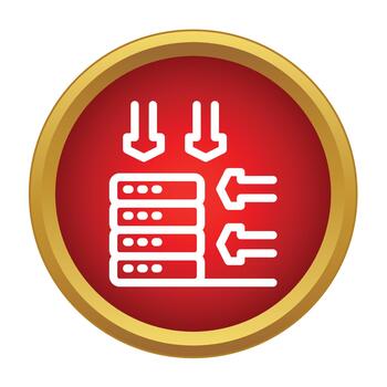Server database processing data input and output icon vector