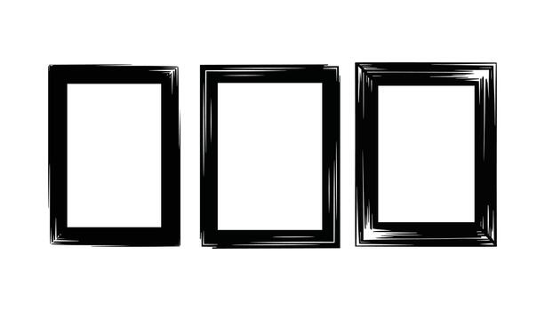 Tres negro marcos con blanco espacio vacío marcos blanco antecedentes rectangular vector