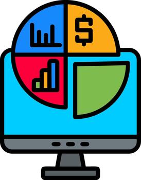 visualización datos tarta monitor gráfico vector