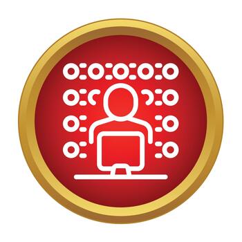programador codificación con datos y binario información icono vector