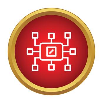 Microchip processor icon representing technology data processing vector