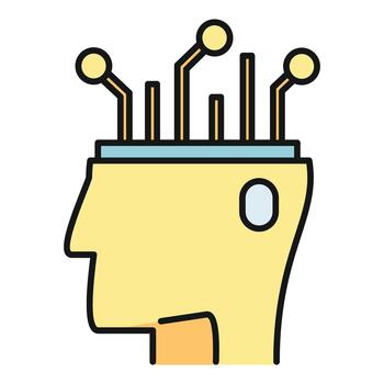 Human mind processing artificial intelligence data brain vector