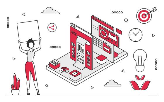 System data processing. Cloud computing technology, hosting server monocolor illustration vector