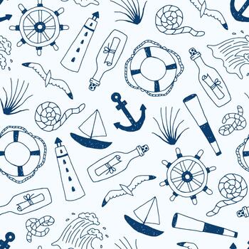 Nautical Elements Seamless Pattern vector