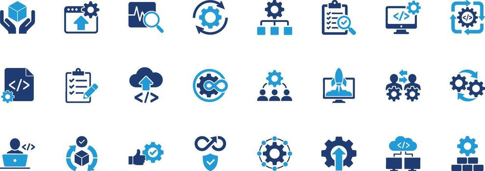 DevOps and Software Development Solid Icon Set vector