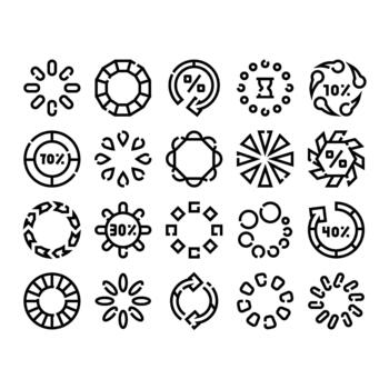 Loading indicator progress status icon set vector