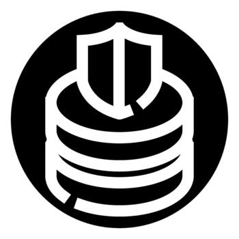 Database server stack protecting data security icon vector