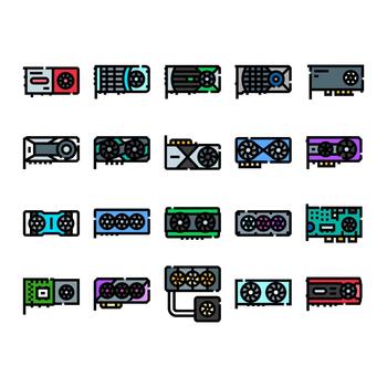 Computer graphics processing units hardware components collection vector
