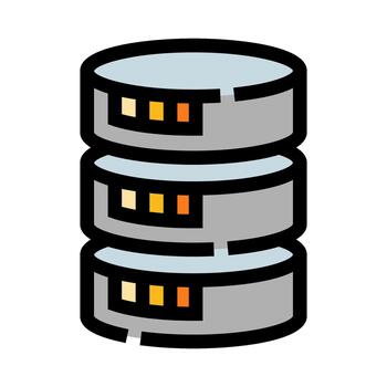 Database server stack processing digital information icon vector