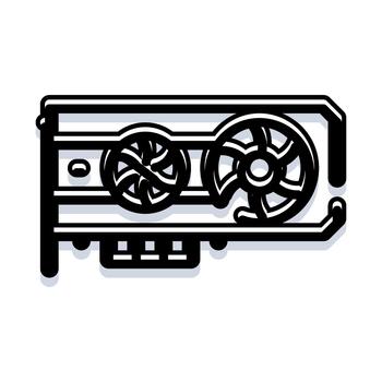 Computer graphics processing hardware technology icon vector