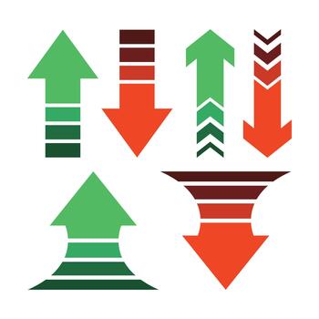 incrementar y disminución flecha ilustración vector