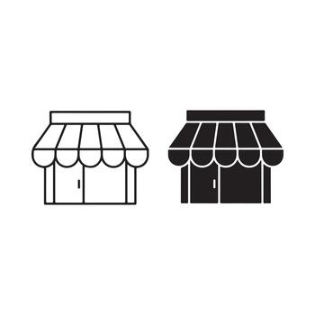 Storefront Icon Linear and Solid Version vector
