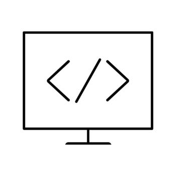 desarrollo icono . programación ilustración signo. software desarrollador símbolo. programa código web logo. vector