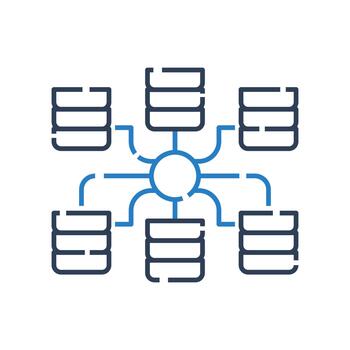 Cluster Computing icon for distributed systems, Network computing icon for parallel processing vector