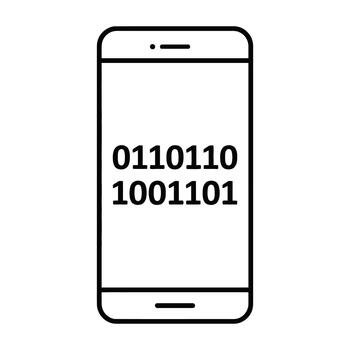 teléfono inteligente icono mostrando binario código secuencia representando digital datos Procesando tecnología vector