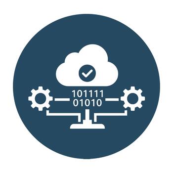 nube informática tecnología con engranajes y binario código vector