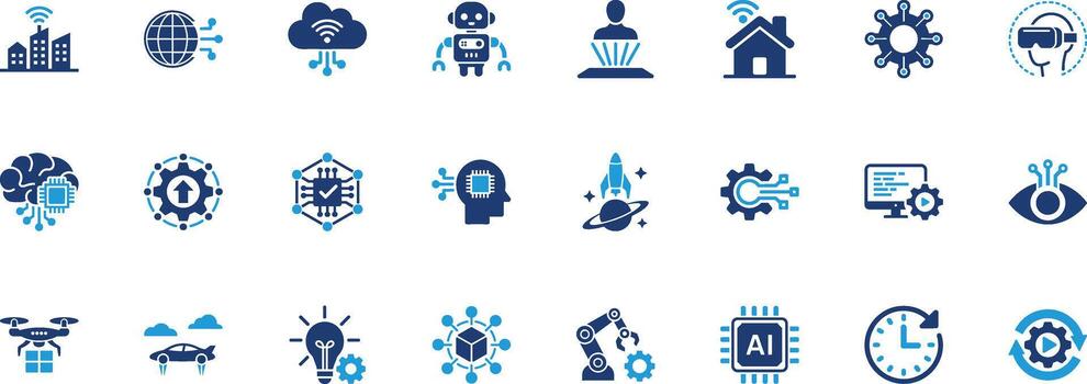 Future Technology Solid Icon Set vector