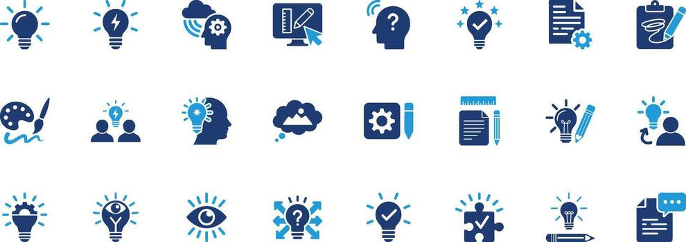 Creativity Solid Icon Set vector