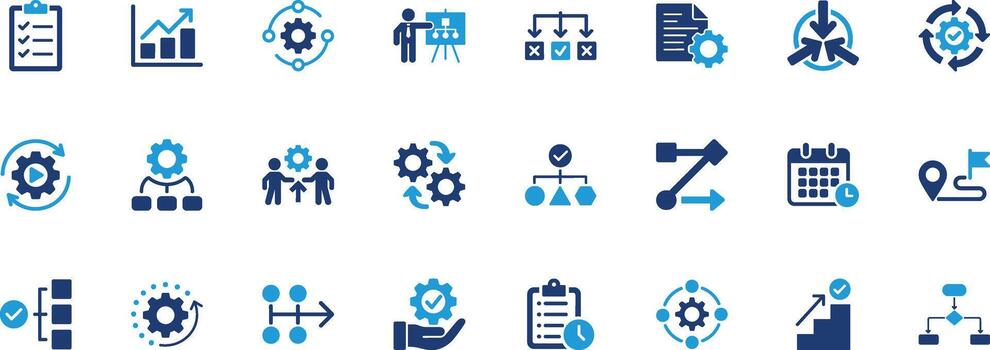 Workflow Solid Icon Set vector