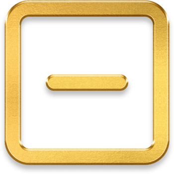 prima 3d oro menos símbolo dentro cuadrado para digital caja eliminar y disminución interfaz estado png