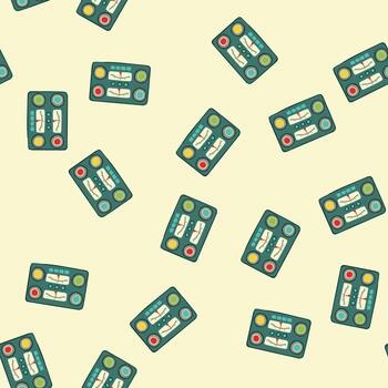 seamless pattern knobs retro control panel cartoon vector