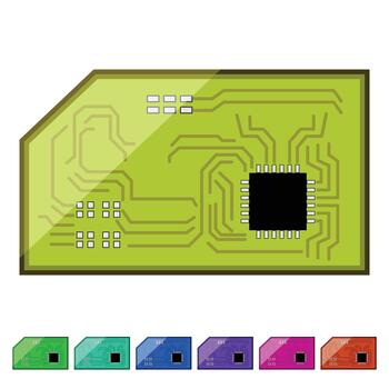 processor microcontroller cartoon graphic vector