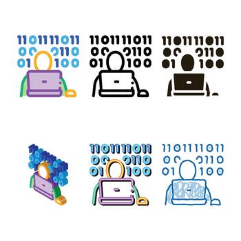 binario serie código icono contorno vector