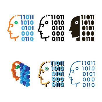 robot binary code icon multipack outline vector