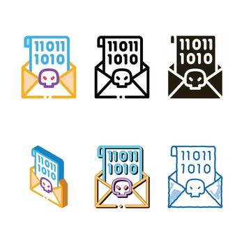 styleset binary code icon outline vector