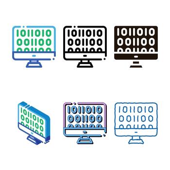 artificial intelligence binary code icon looks vector