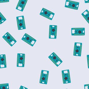 seamless pattern microchip microcontroller cartoon vector