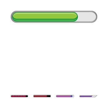 Progress bar interface elements displaying loading status vector