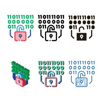 binary security code icon styles outline vector