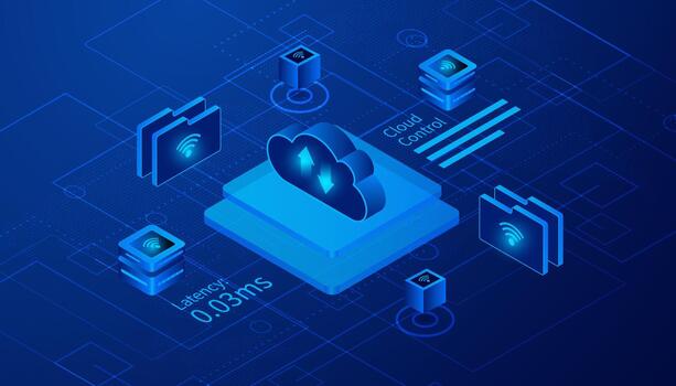 Cloud Computing Server Network System Datacenter Data Transfer Concept vector