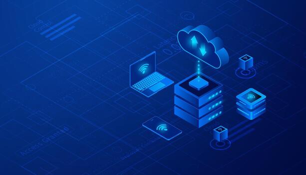 Cloud Computing Datacenter Server Data Network Technology Concept vector