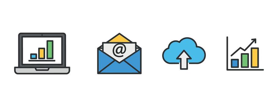Cloud Computing Data Storage Icons. vector