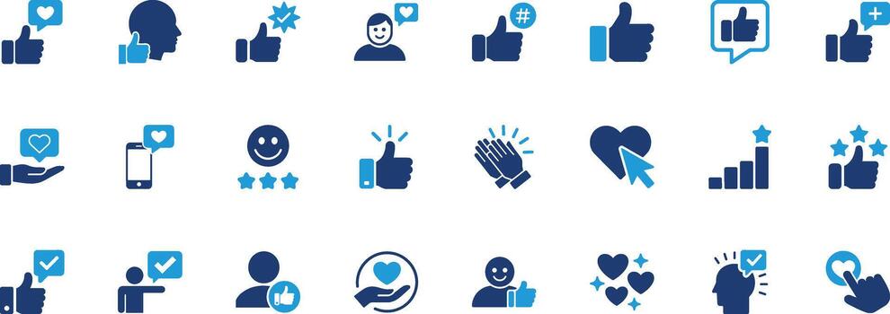 me gusta sólido icono conjunto vector