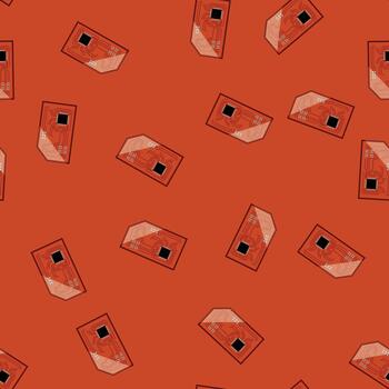 seamless pattern processor microcontroller cartoon vector