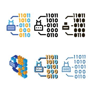 binario código estilizado icono contorno vector