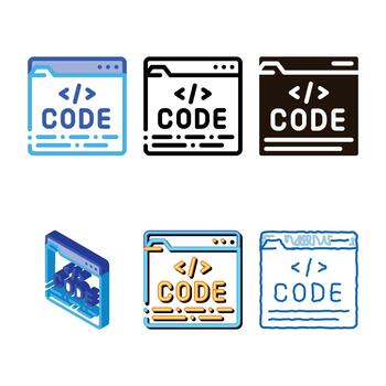 code file computer system thin line icon multistyle vector
