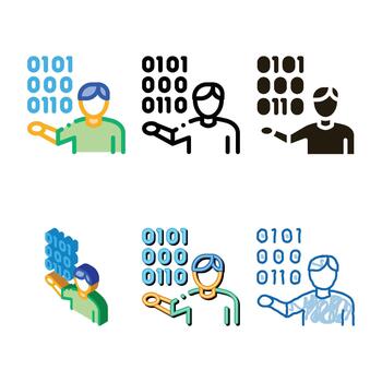 human concepts binary code icon outline vector