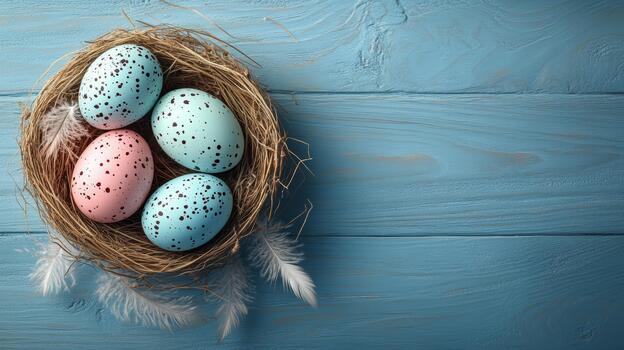 Rustic Easter Nest with Eggs photo