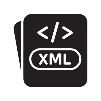 XML File Icon - Code Document Format Symbol for Developers vector